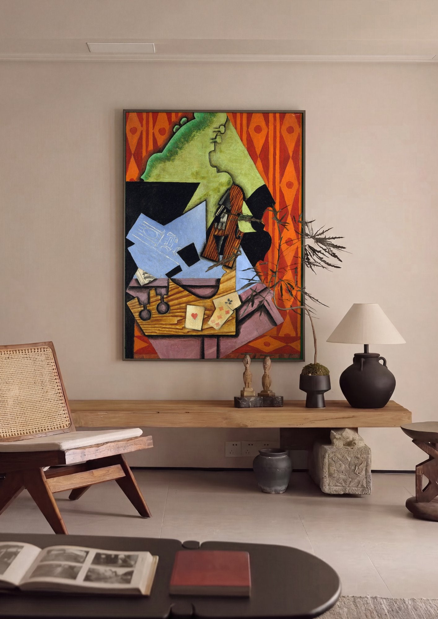 Quadro Decorativo A Mesa do Jogador - Juan Gris em ambiente decorado