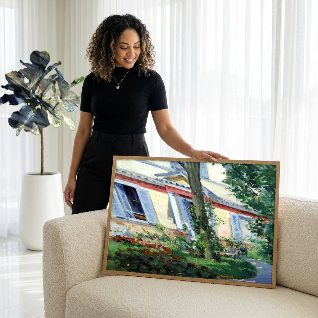 Quadro Decorativo A Casa em Rueil - Edouard Manet com modelo em ambiente