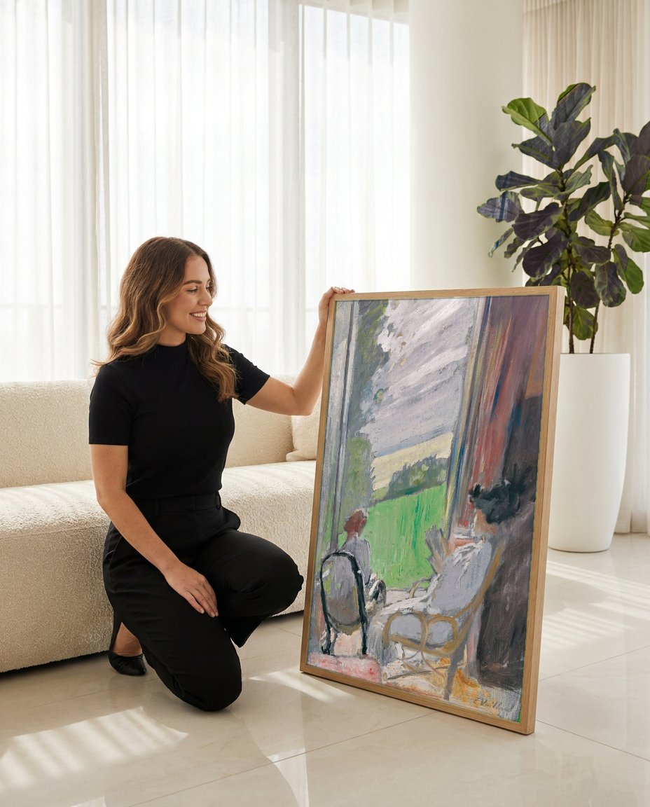 Quadro Decorativo A Janela Aberta - Édouard Vuillard com modelo em ambiente