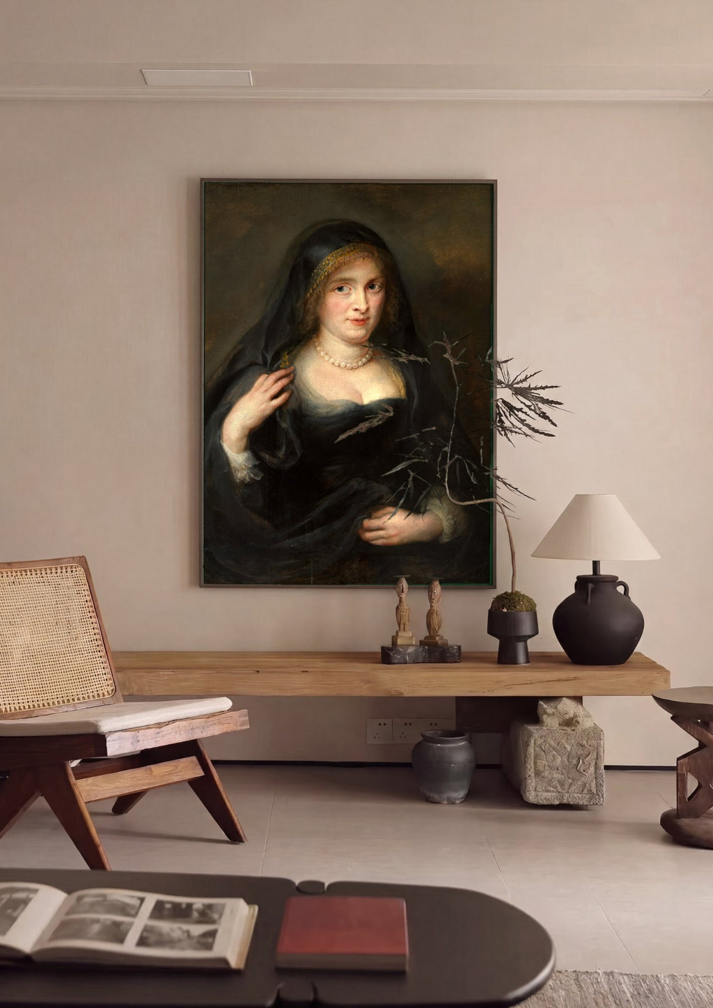Quadro Decorativo Retrato de Mulher - Rubens em ambiente decorado