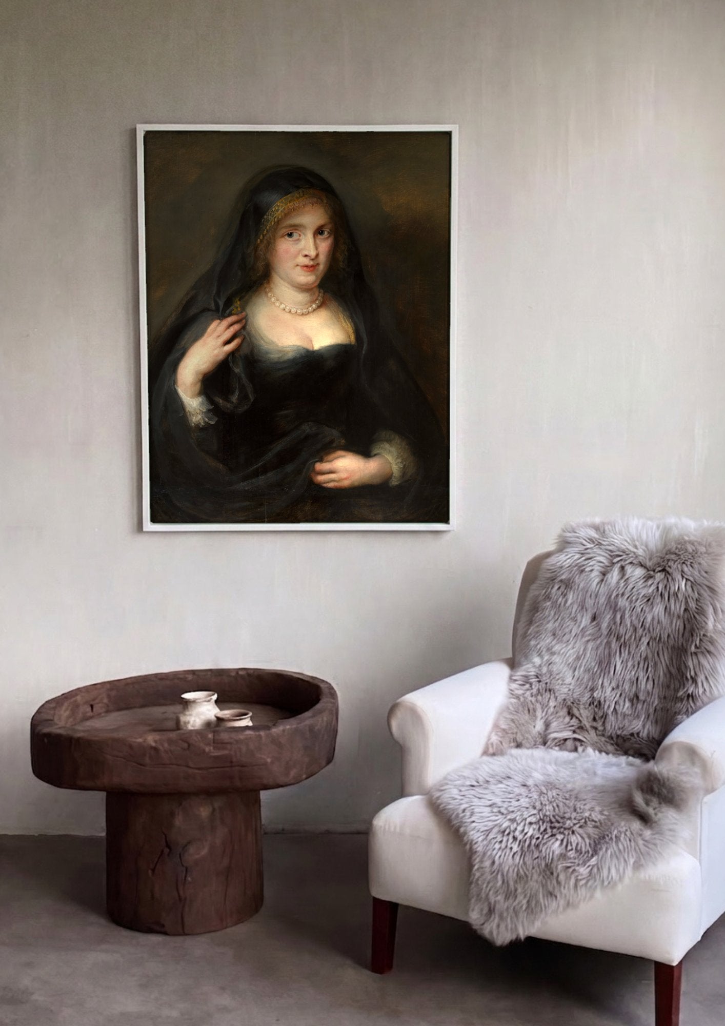 Quadro Decorativo Retrato de Mulher - Rubens em ambiente decorado