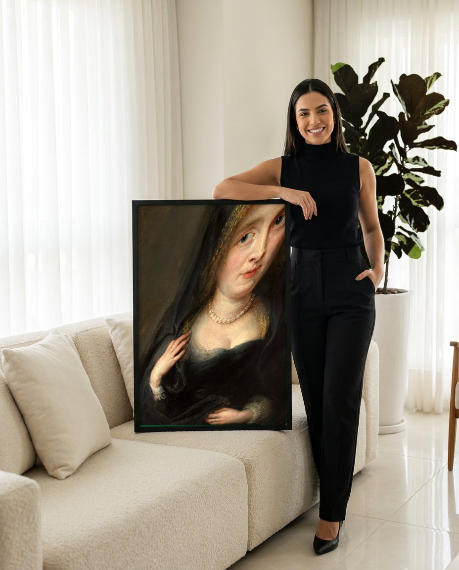 Quadro Decorativo Retrato de Mulher - Rubens com modelo em ambiente