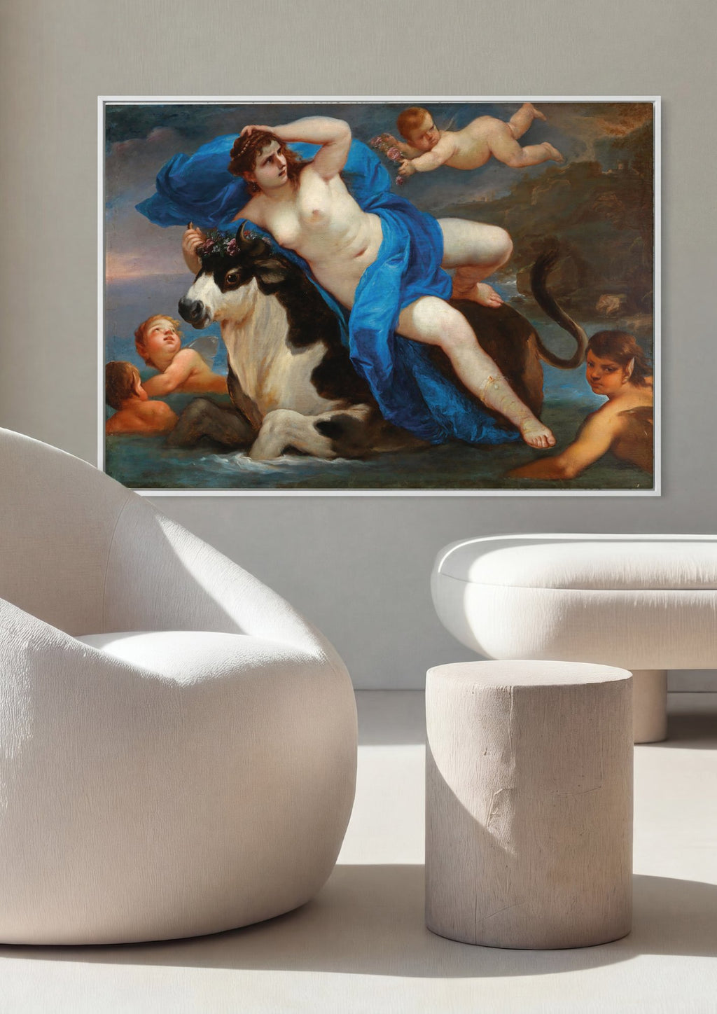 Quadro Decorativo O Rapto de Europa - Luca Giordano em ambiente decorado
