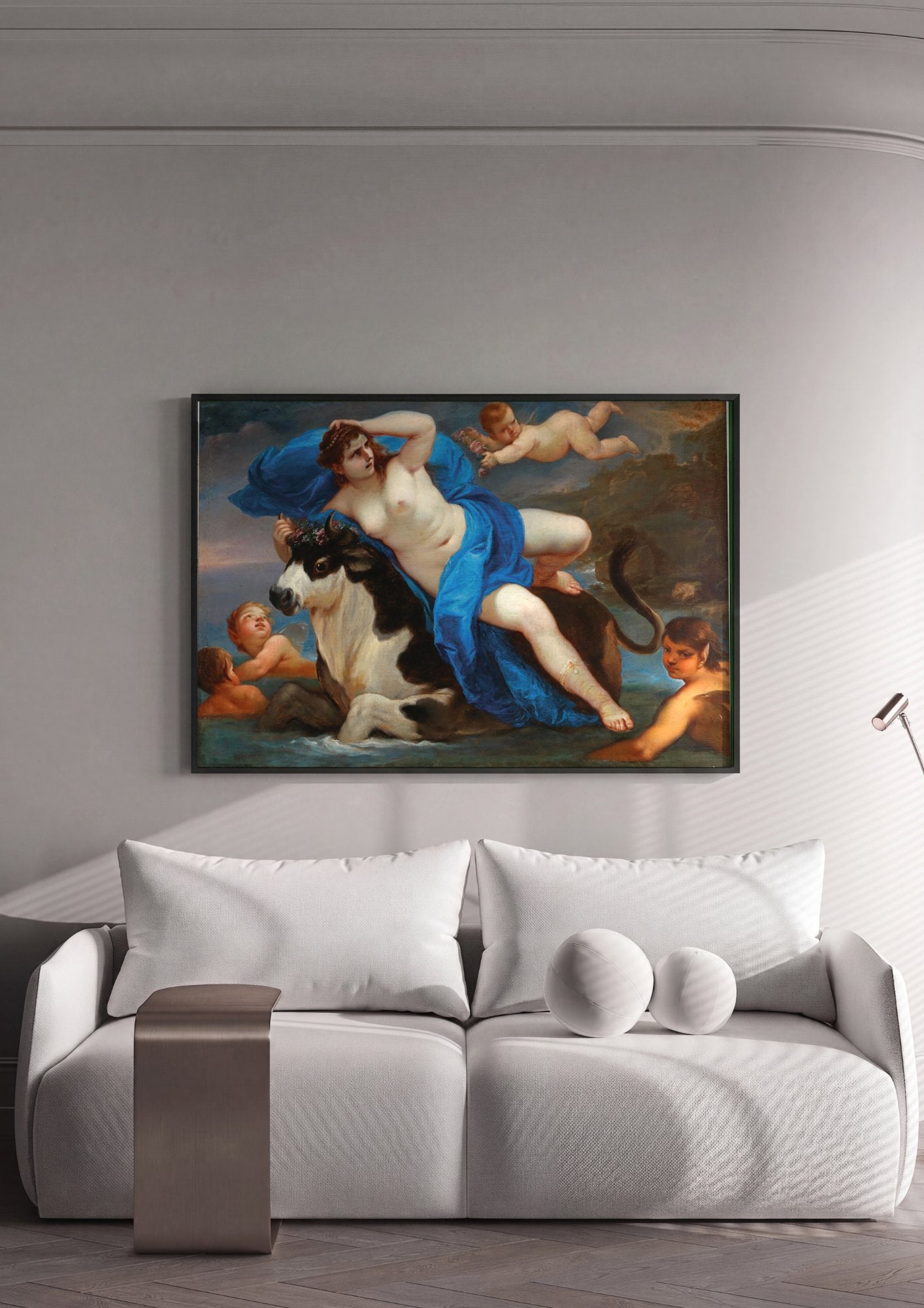 Quadro Decorativo O Rapto de Europa - Luca Giordano em ambiente decorado