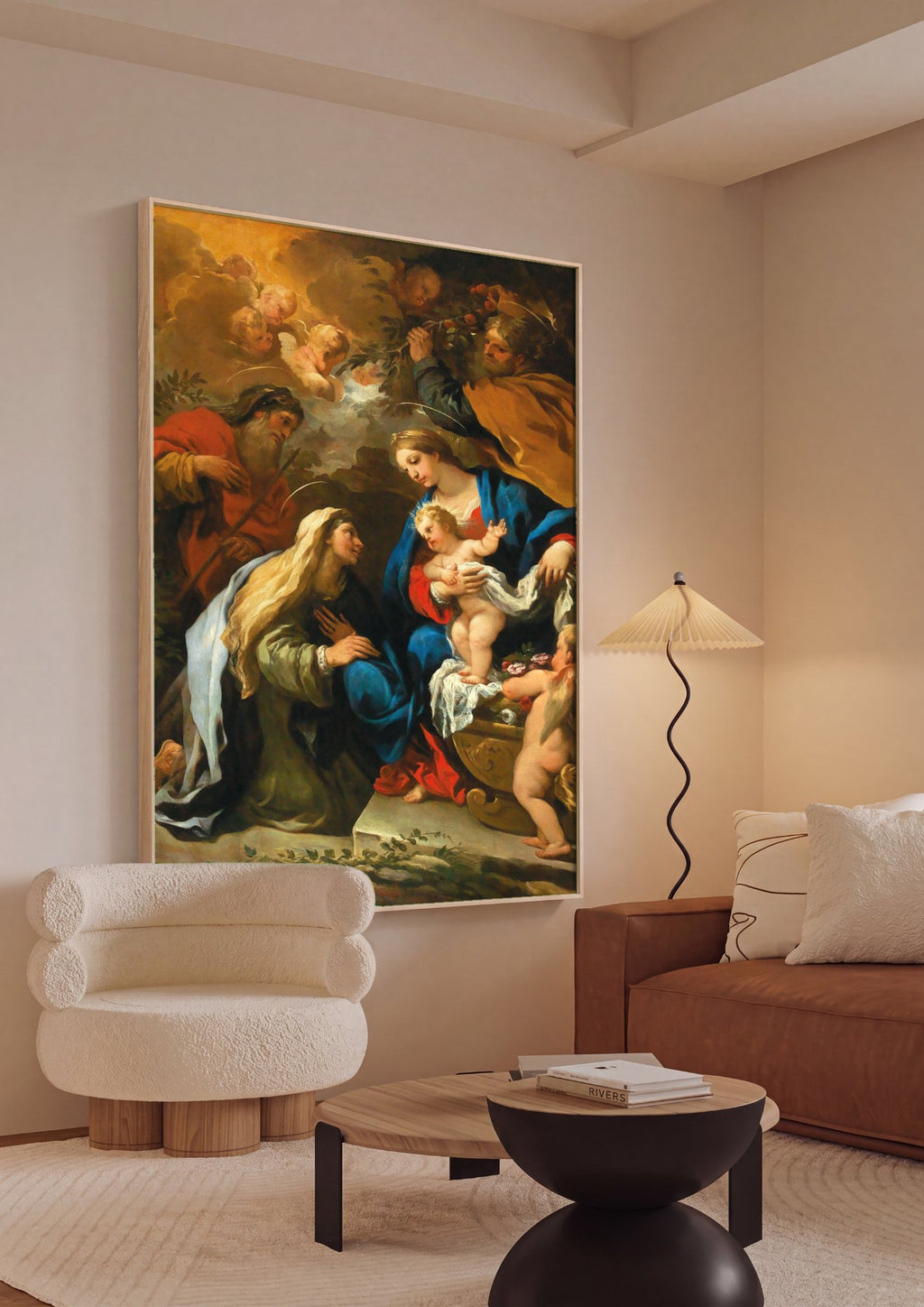 Quadro Decorativo A Sagrada Família – Luca Giordano em ambiente decorado