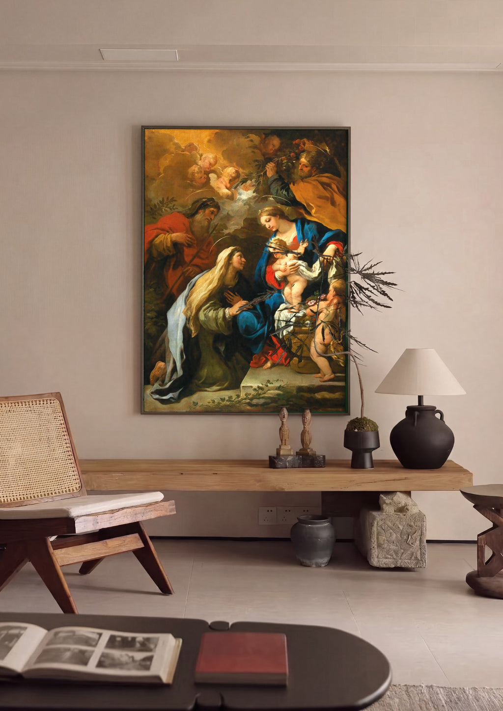 Quadro Decorativo A Sagrada Família – Luca Giordano em ambiente decorado