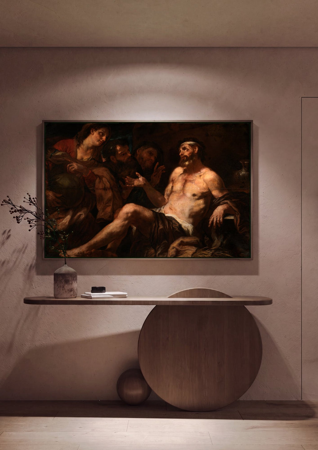 Quadro Decorativo A História de Jó - Luca Giordano em ambiente decorado