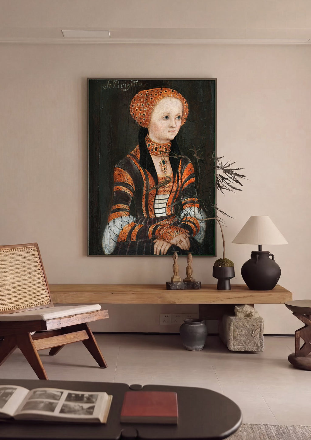Quadro Decorativo Retrato de Mulher - Lucas Cranach, o Velho em ambiente decorado
