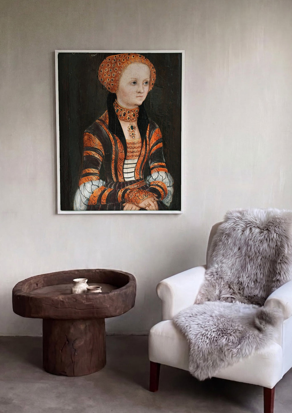 Quadro Decorativo Retrato de Mulher - Lucas Cranach, o Velho em ambiente decorado