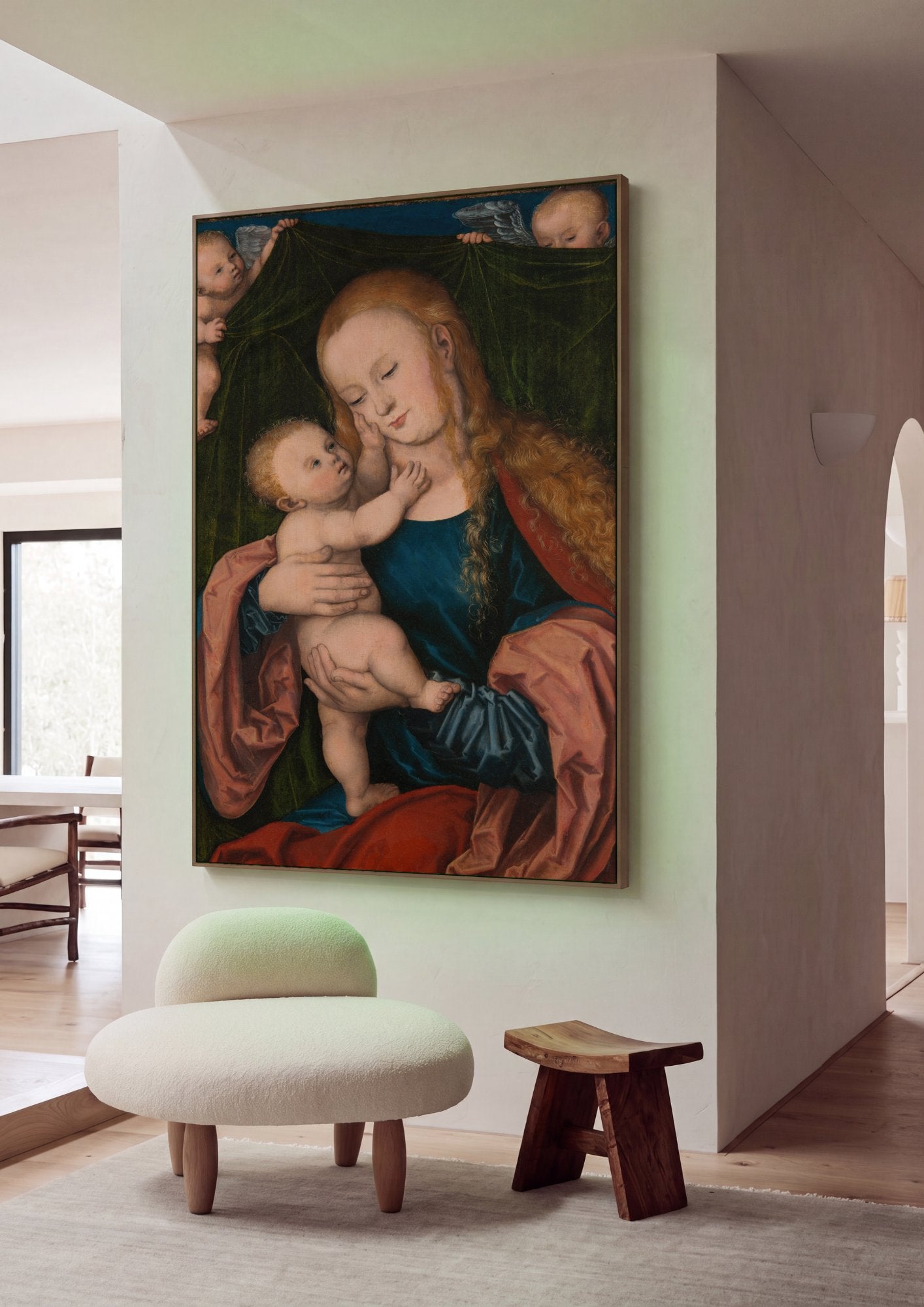 Quadro Decorativo Madona e o Menino - Lucas Cranach em ambiente decorado