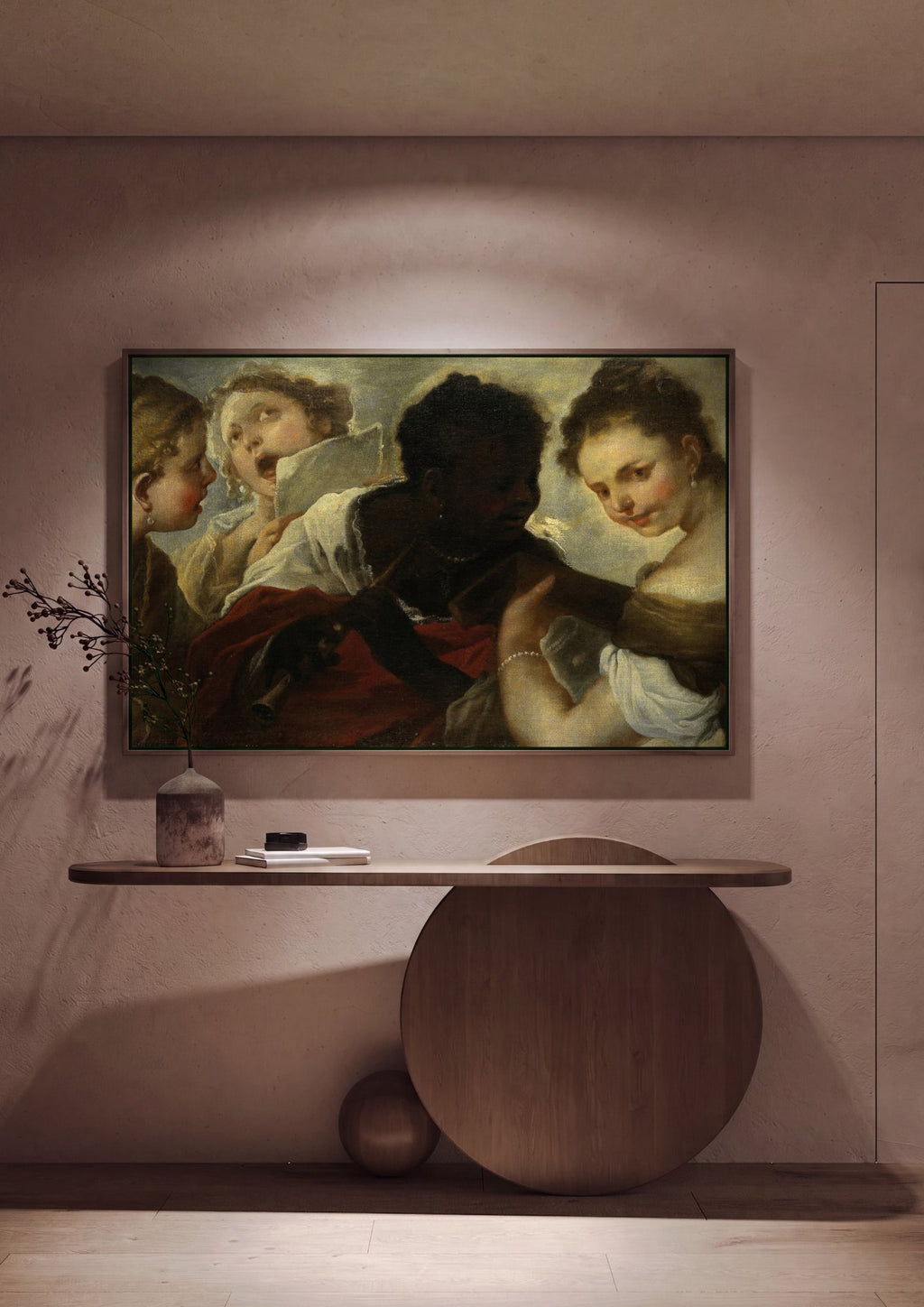 Quadro Decorativo A Lição de Música - Luca Giordano em ambiente decorado