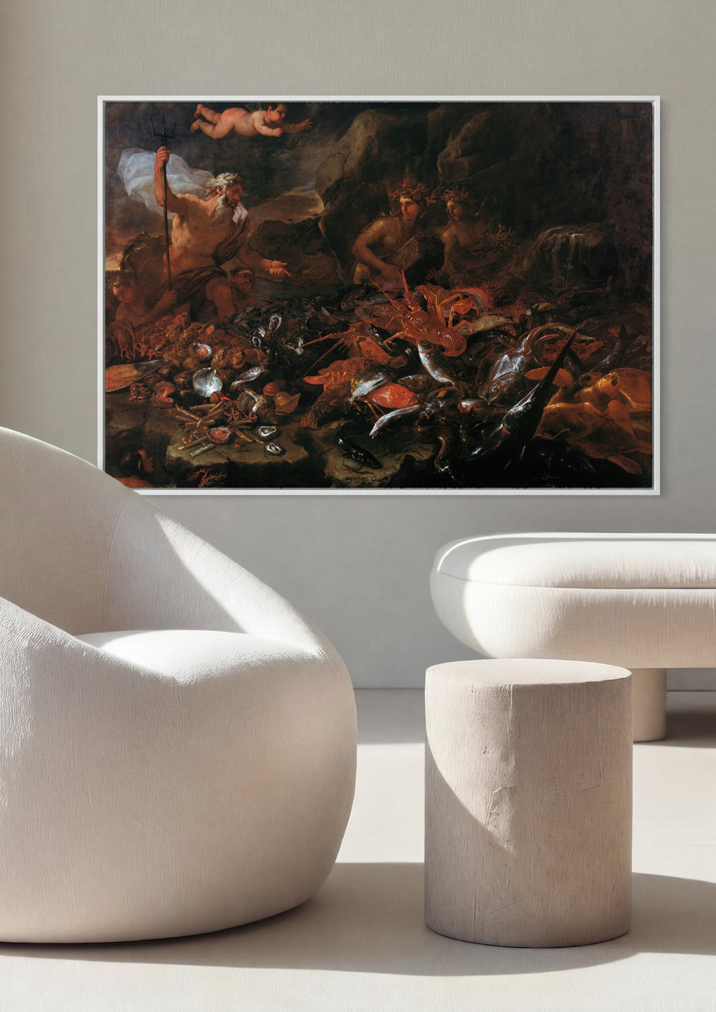 Quadro Decorativo O Reino de Netuno - Luca Giordano em ambiente decorado