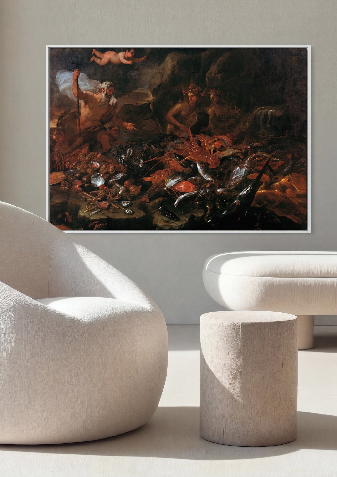 Quadro Decorativo O Reino de Netuno - Luca Giordano em ambiente decorado