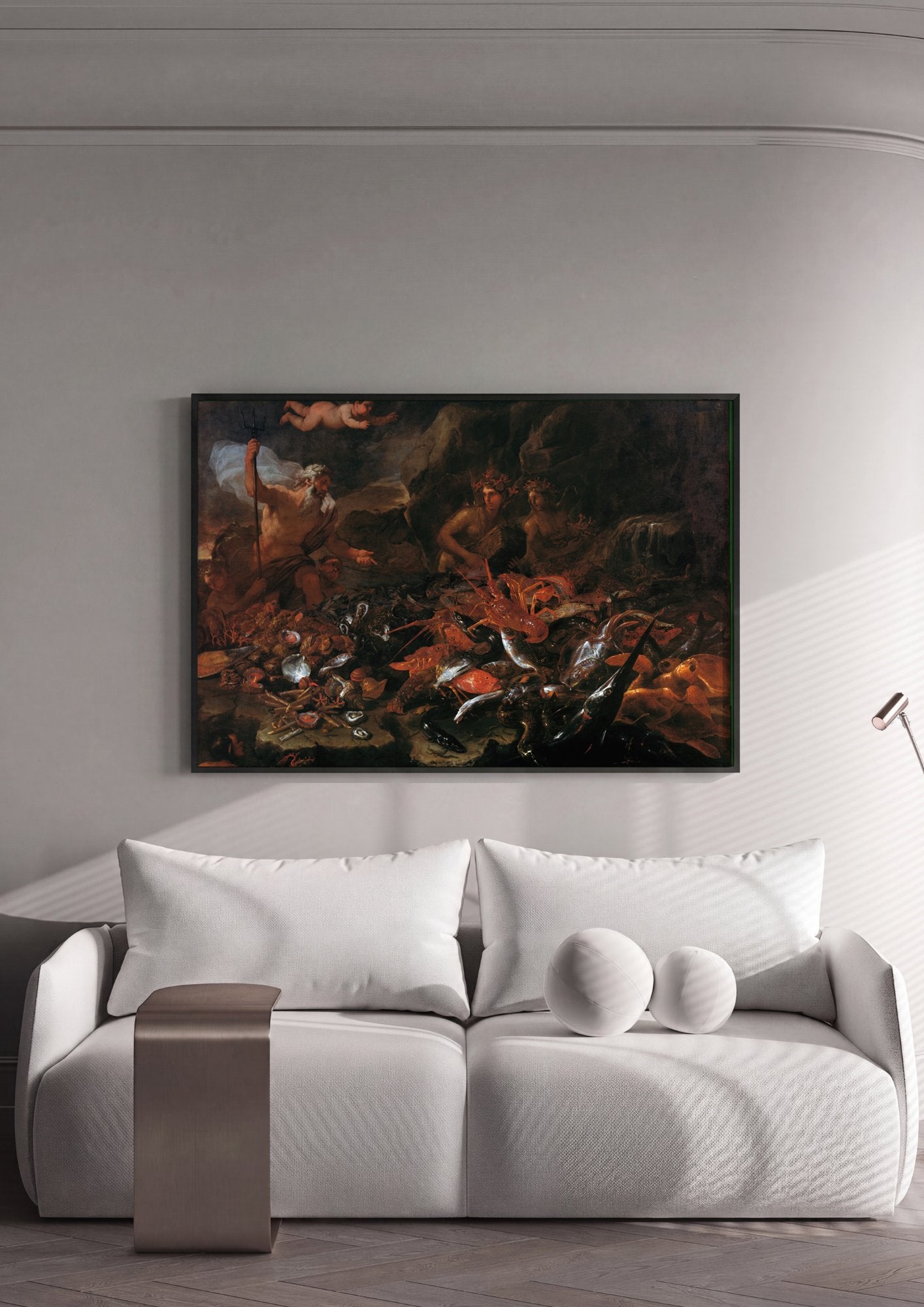 Quadro Decorativo O Reino de Netuno - Luca Giordano em ambiente decorado