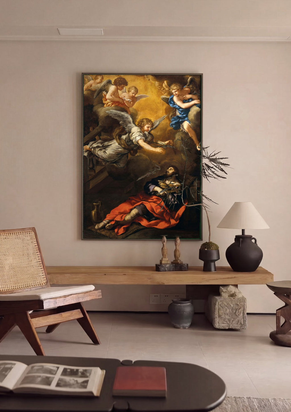 Quadro Decorativo A Escada de Jacó - Luca Giordano em ambiente decorado