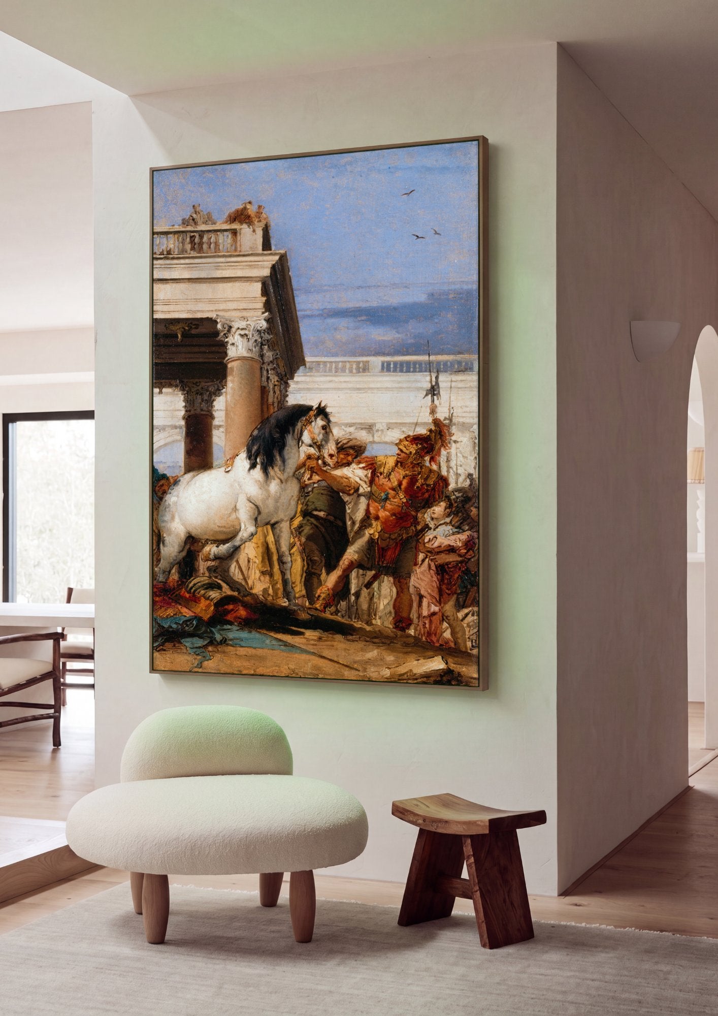 Quadro Decorativo A Domesticação de Bucéfalo - Tiepolo em ambiente decorado