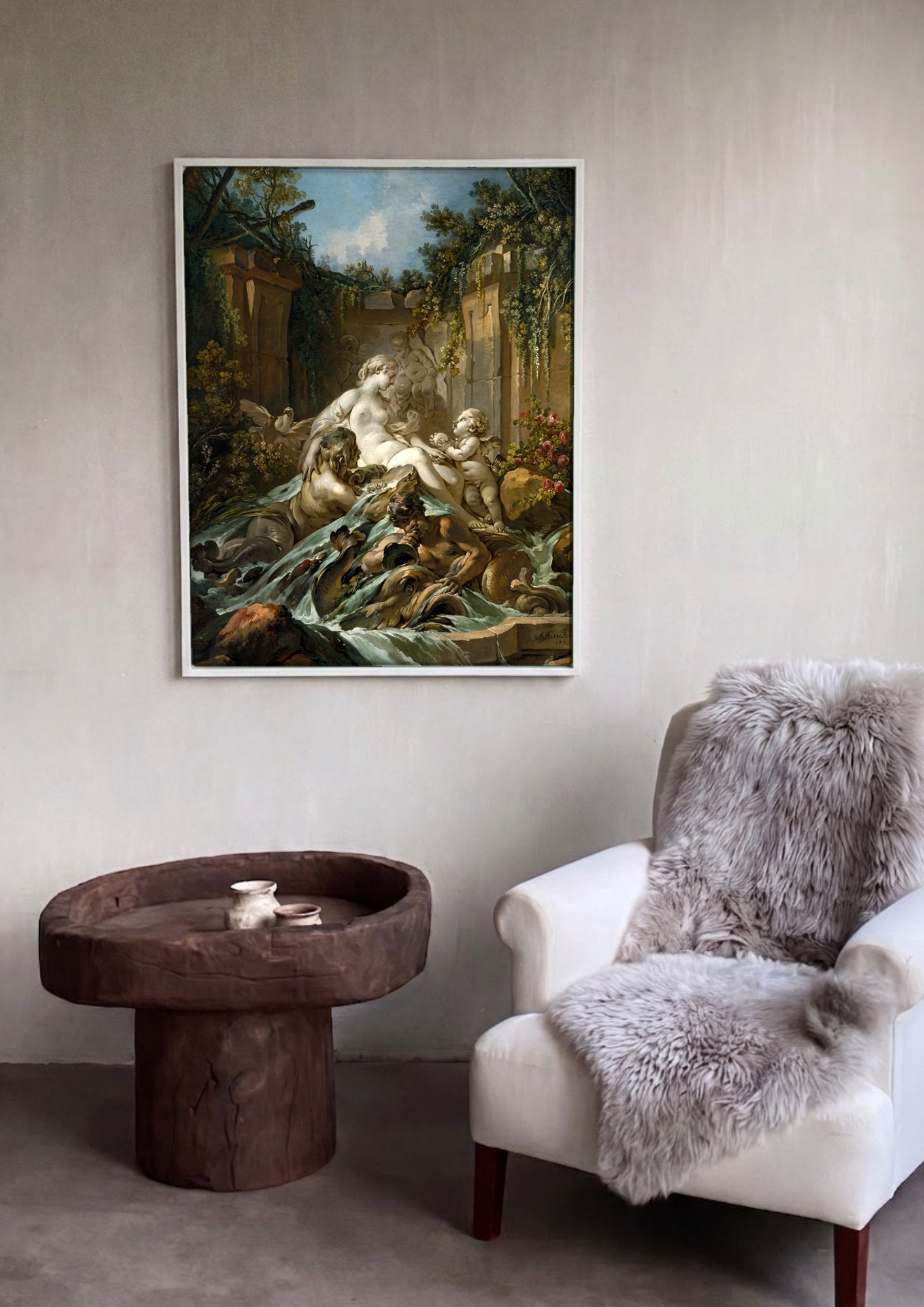 Quadro Decorativo A Fonte de Vênus - Boucher em ambiente decorado