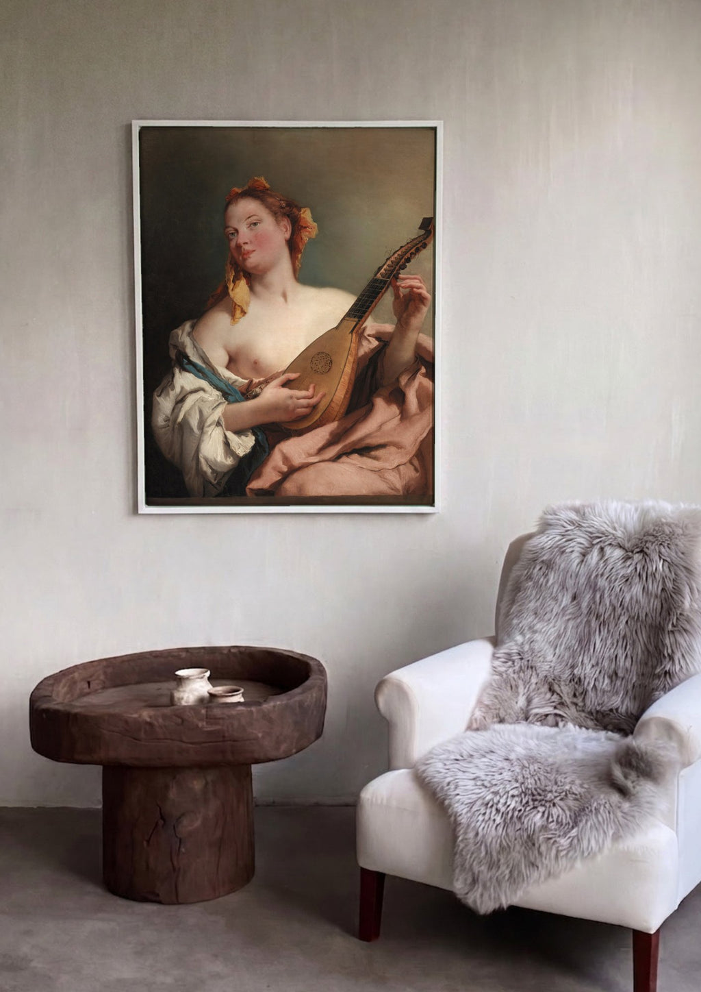 Quadro Decorativo A Mulher com o Alaúde - Tiepolo em ambiente decorado