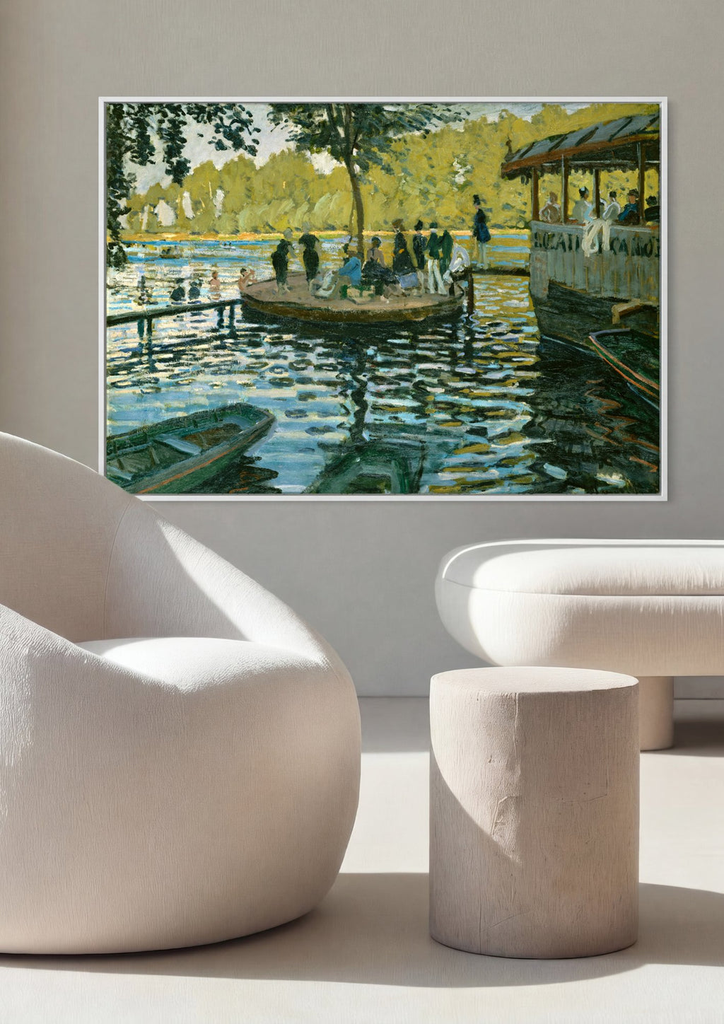 Quadro Decorativo La Grenouillère - Claude Monet em ambiente decorado