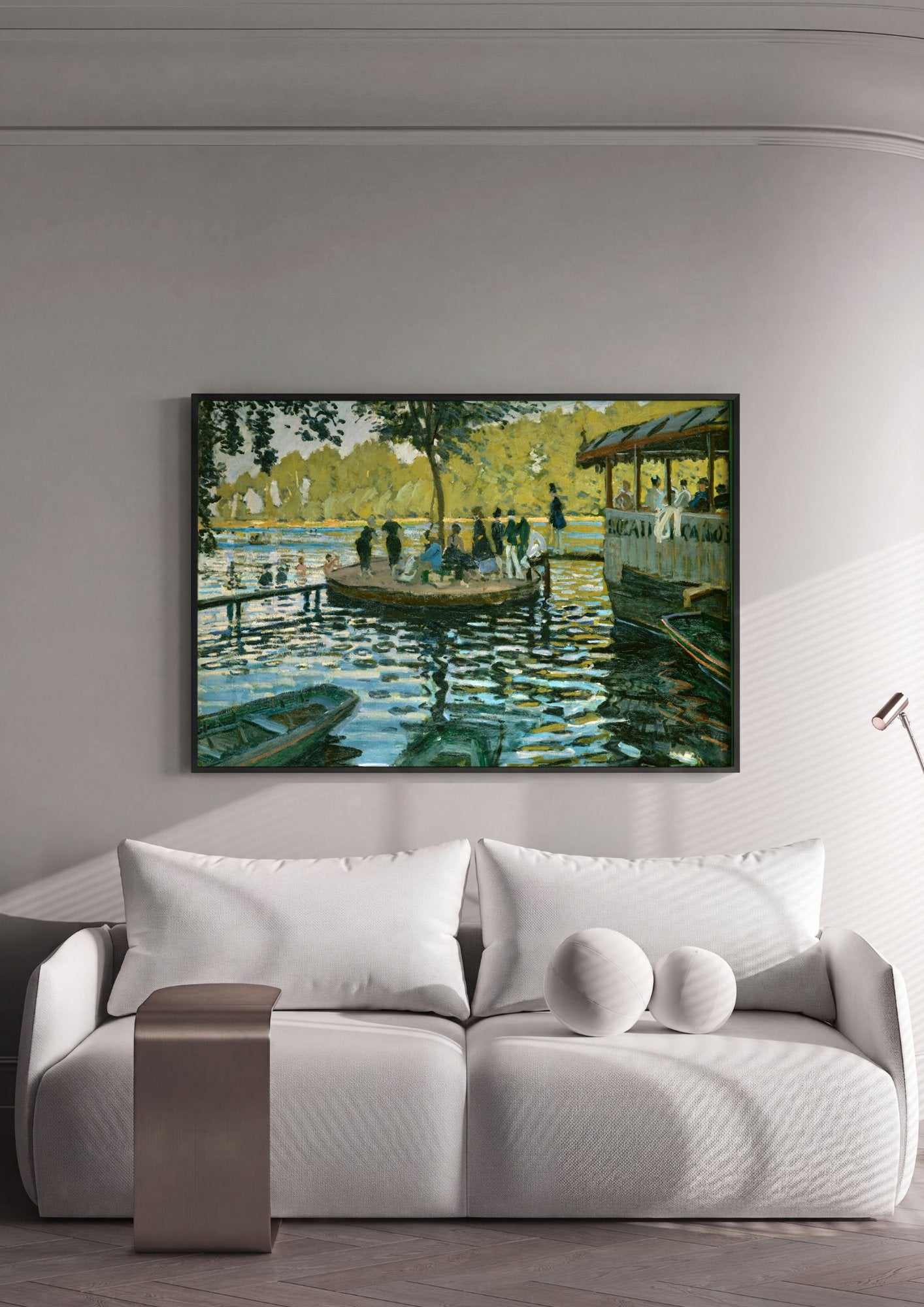 Quadro Decorativo La Grenouillère - Claude Monet em ambiente decorado