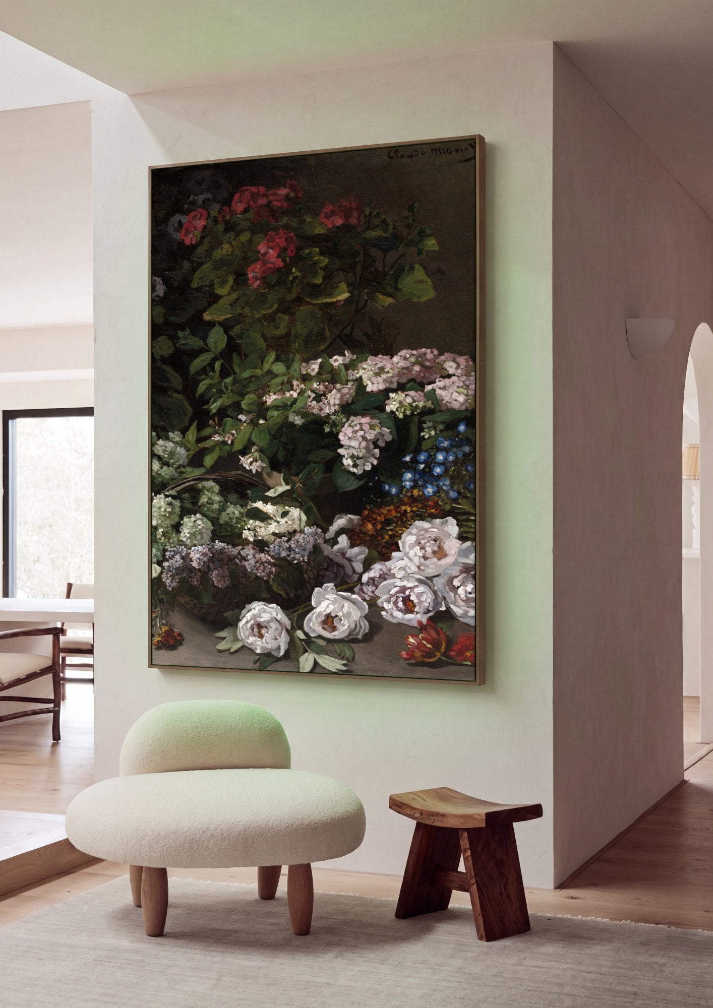 Quadro Decorativo Cesto de Flores - Claude Monet em ambiente decorado