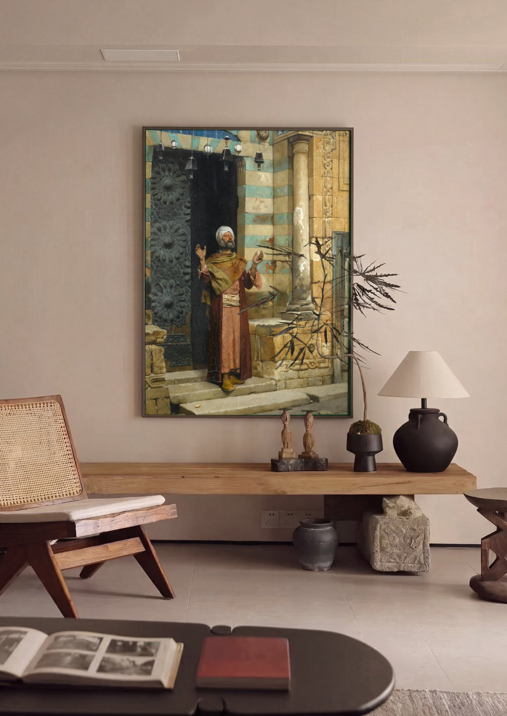 Quadro Decorativo O Homem em Oração - Ludwig Deutsch em ambiente decorado