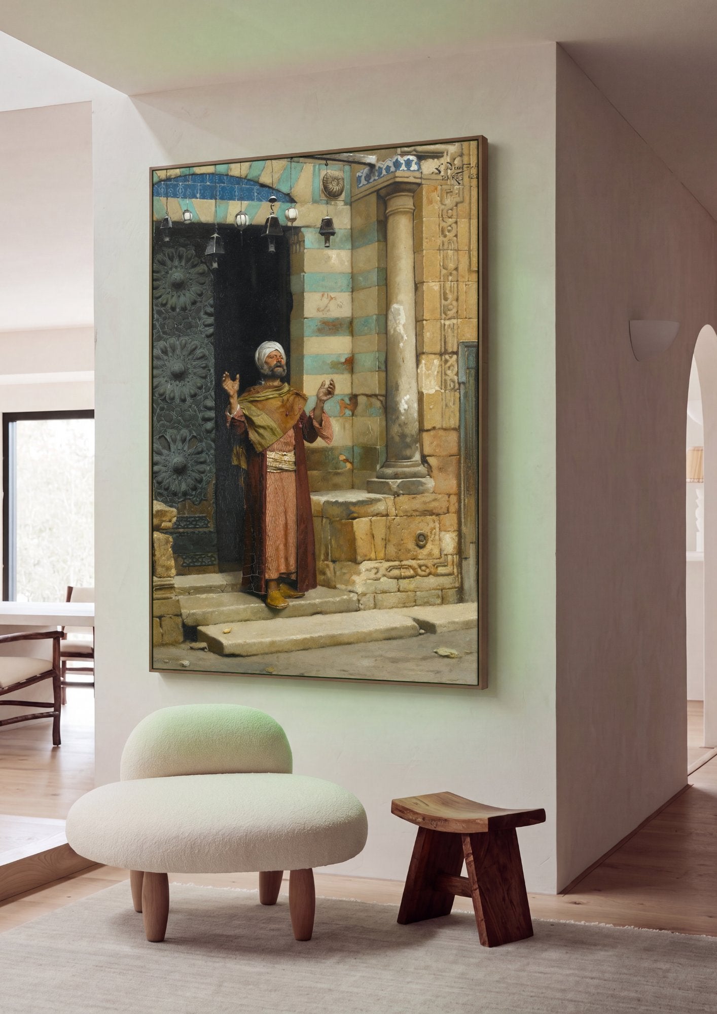 Quadro Decorativo O Homem em Oração - Ludwig Deutsch em ambiente decorado