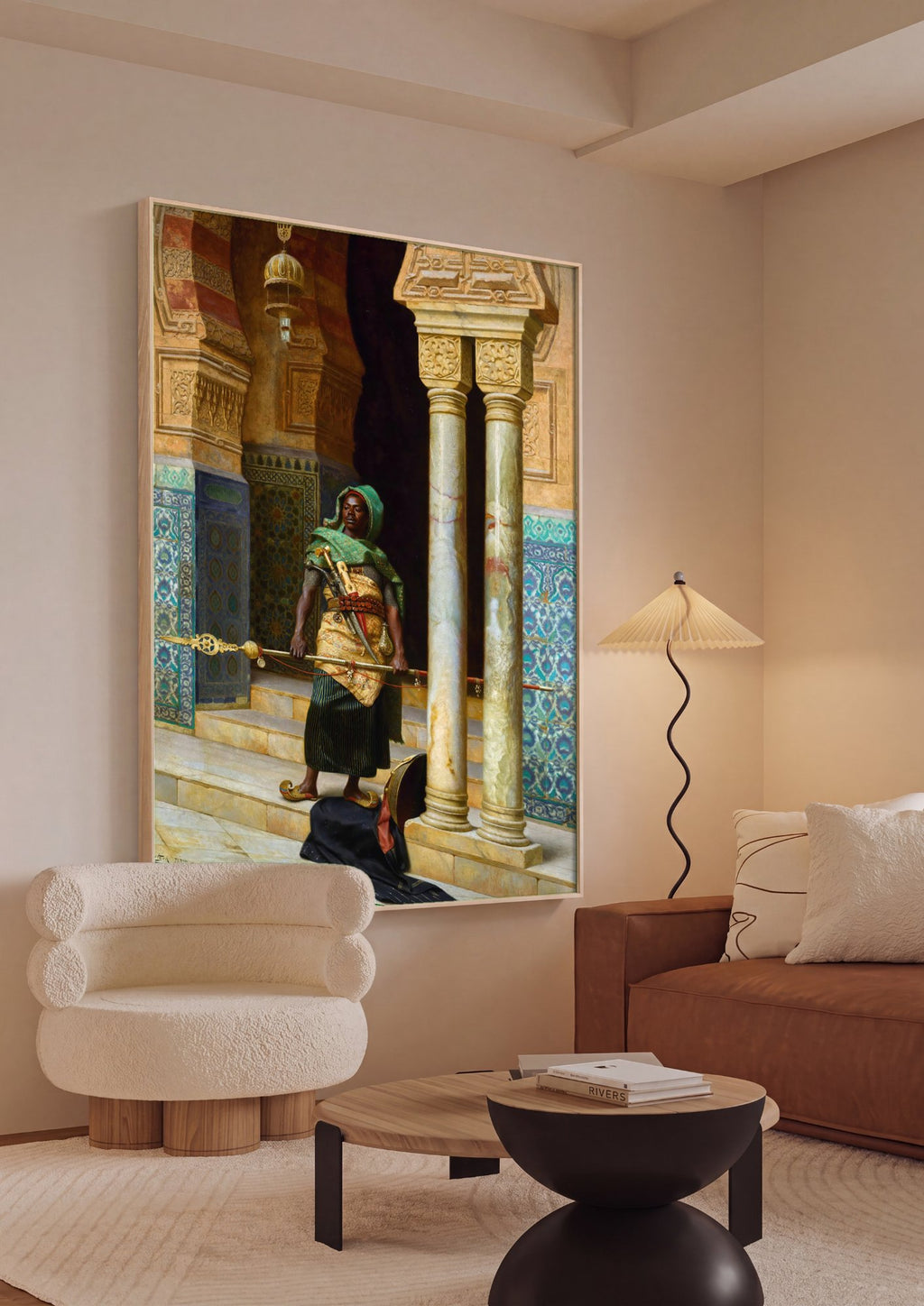 Quadro Decorativo O Guarda do Harém - Ludwig Deutsch em ambiente decorado