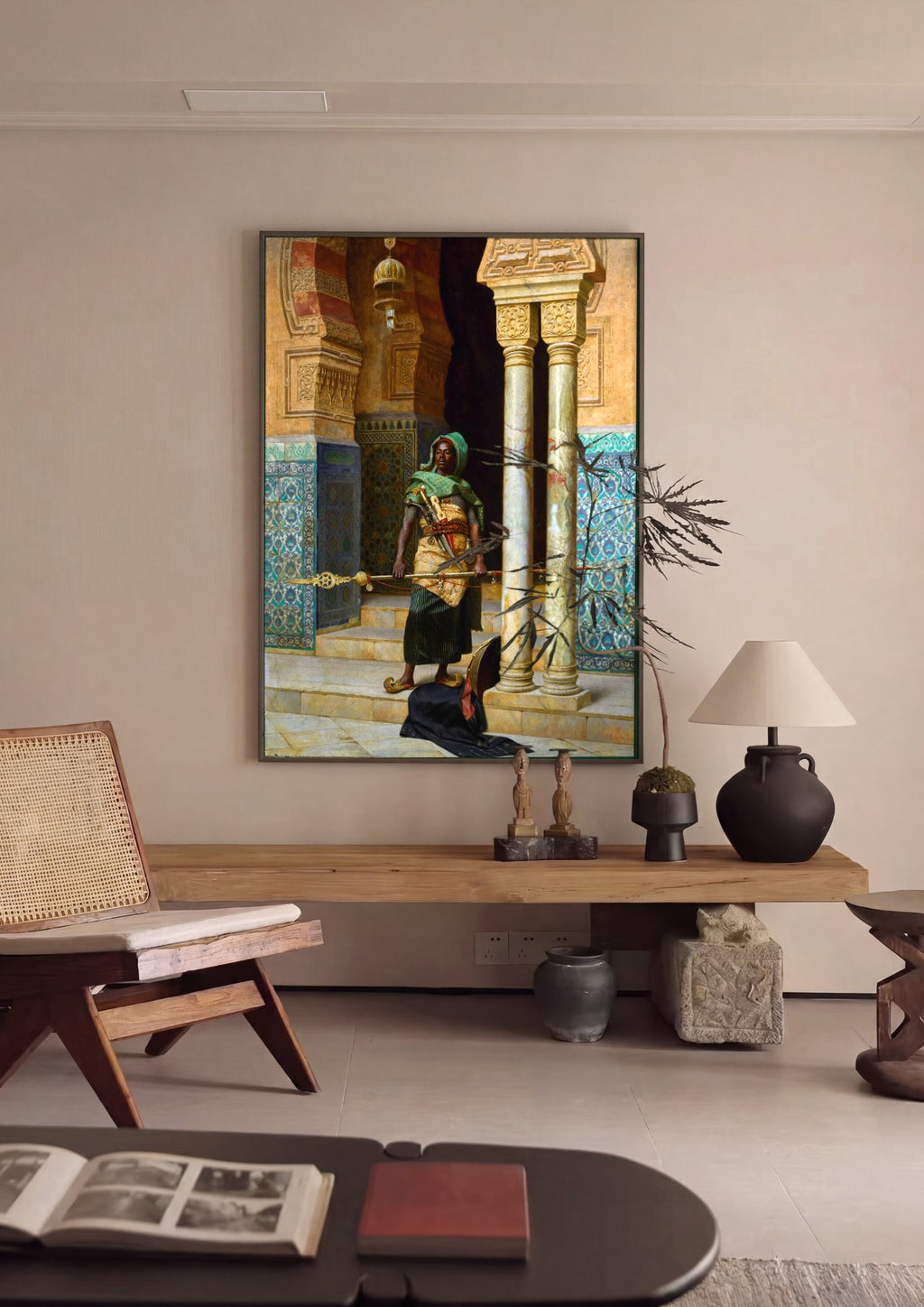 Quadro Decorativo O Guarda do Harém - Ludwig Deutsch em ambiente decorado