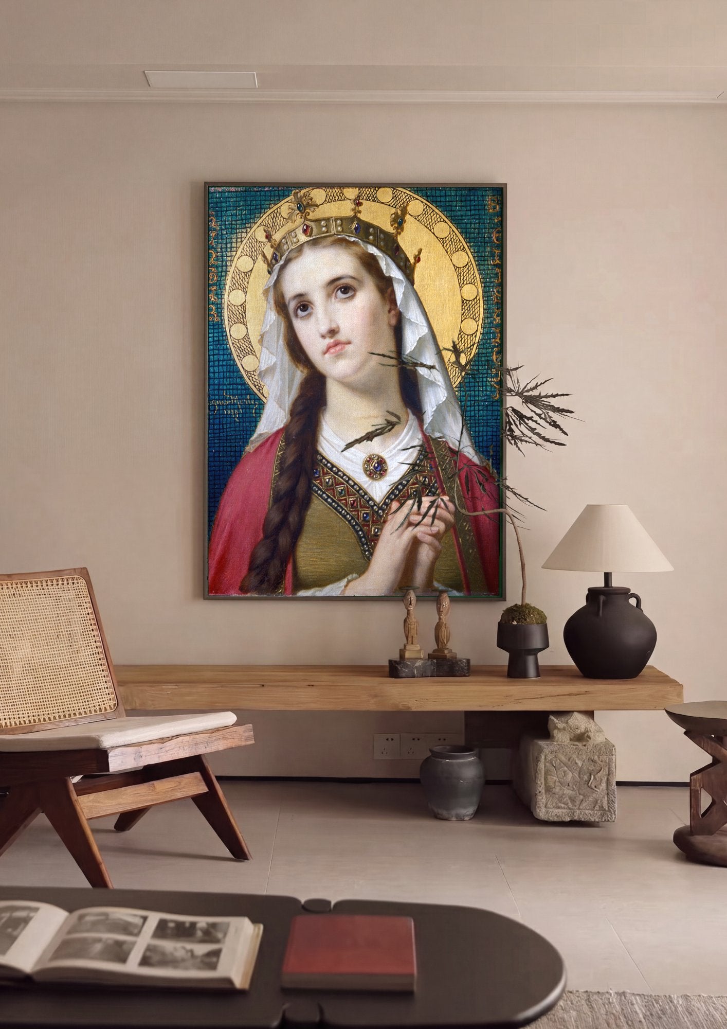 Quadro Decorativo Santa Elisabeth - Hugues Merle em ambiente decorado