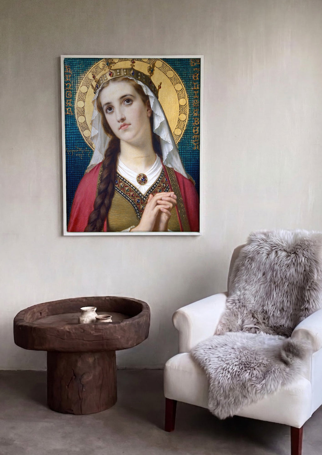 Quadro Decorativo Santa Elisabeth - Hugues Merle em ambiente decorado