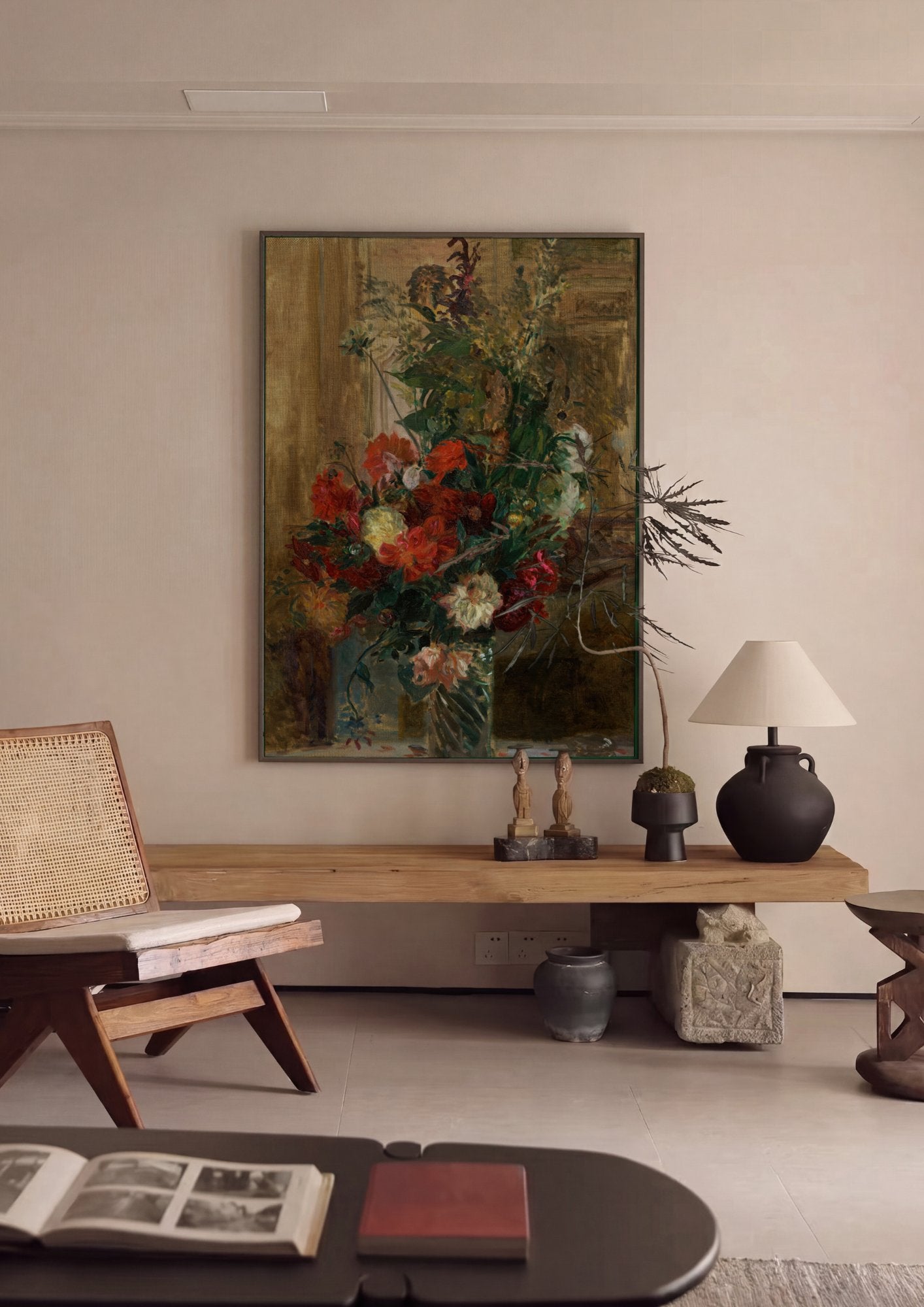 Quadro Decorativo Vaso de Flores - Jacques Émile Blanche em ambiente decorado