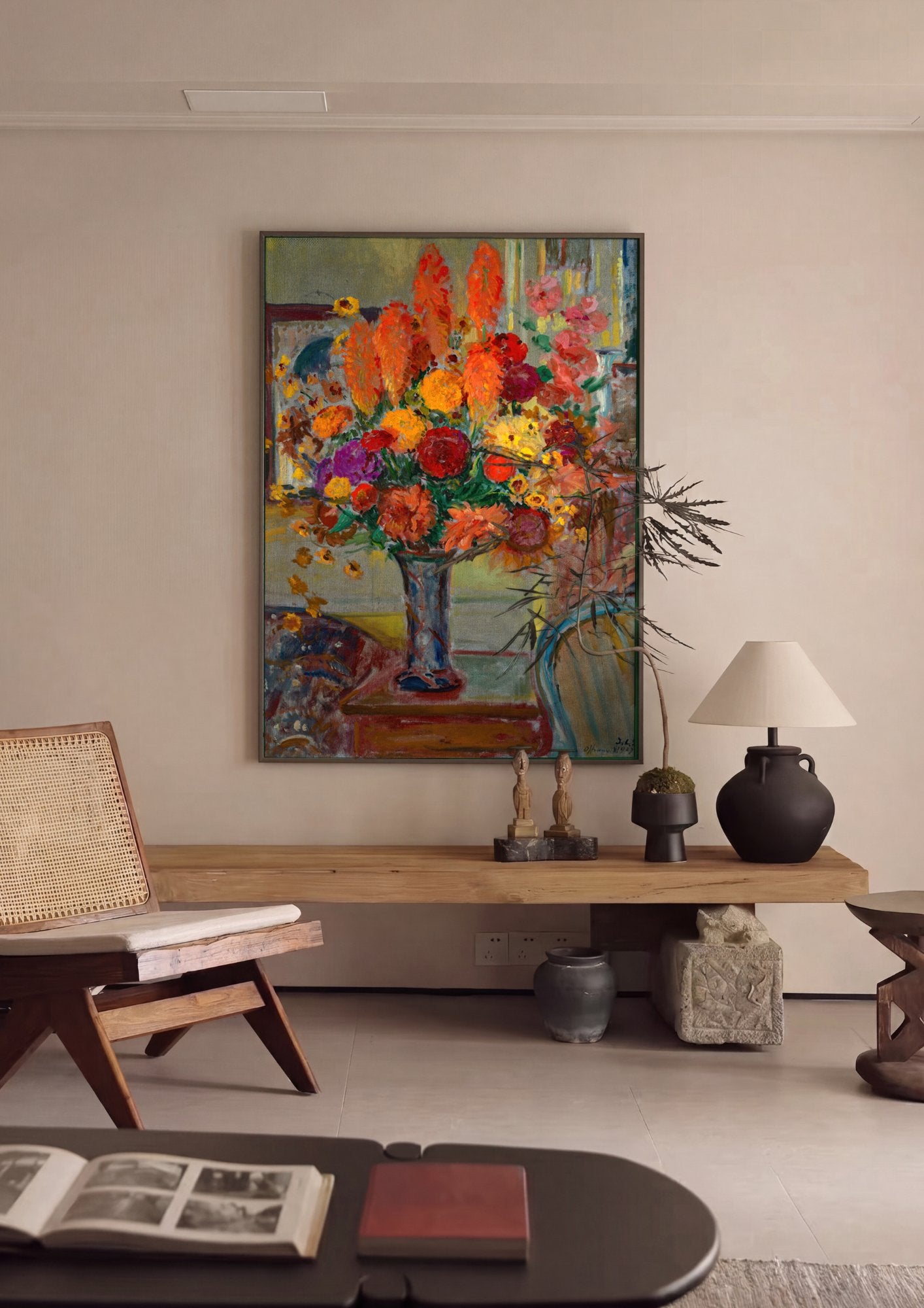 Quadro Decorativo Vaso de Flores - Jacques Émile Blanche em ambiente decorado