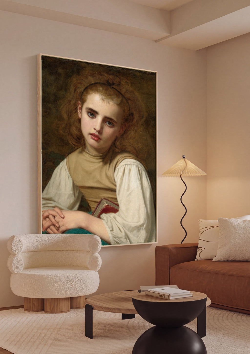 Quadro Decorativo A Jovem Leitora - Hugues Merle em ambiente decorado