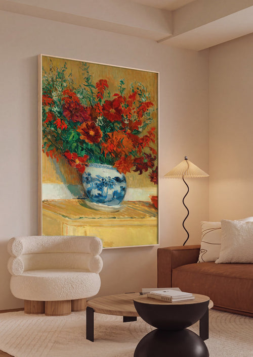 Quadro Decorativo 'Vaso de Flores' - Jacques Émile Blanche em ambiente decorado