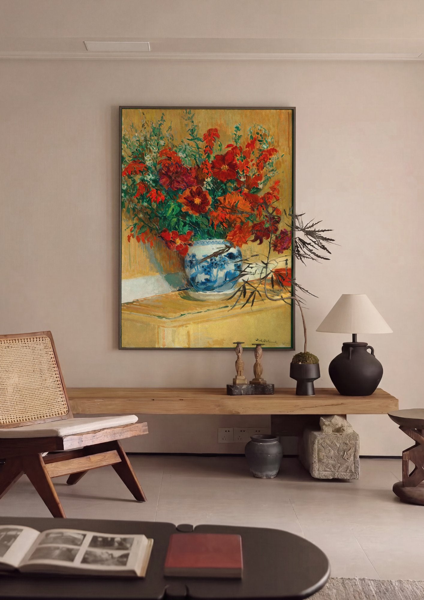 Quadro Decorativo 'Vaso de Flores' - Jacques Émile Blanche em ambiente decorado