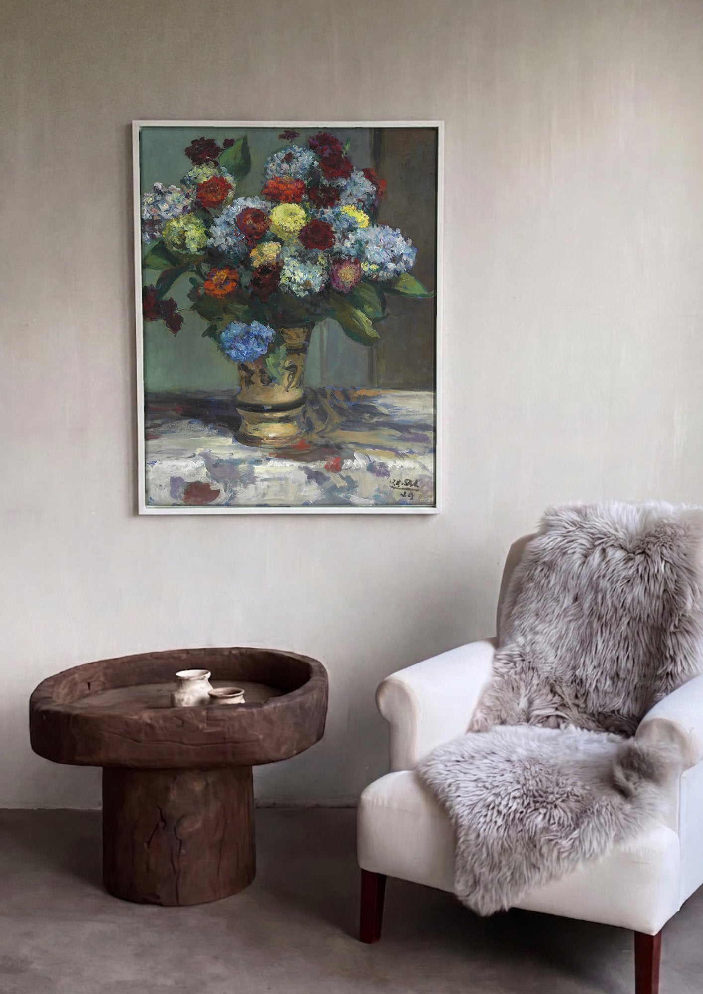 Quadro Decorativo Vaso de Flores - Jacques Émile Blanche em ambiente decorado
