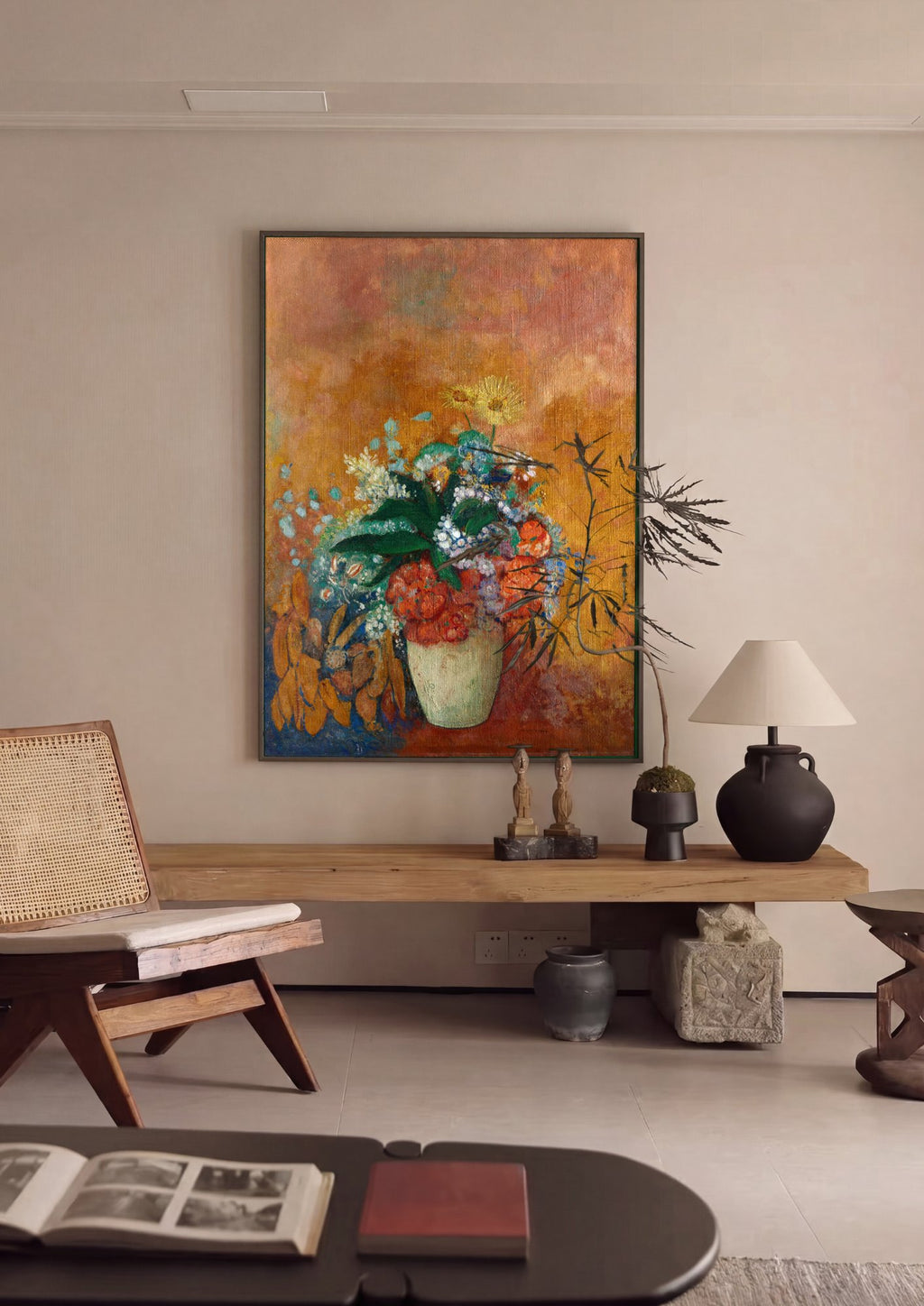 Quadro Decorativo Vaso de Flores (Bouquet) - Odilon Redon em ambiente decorado