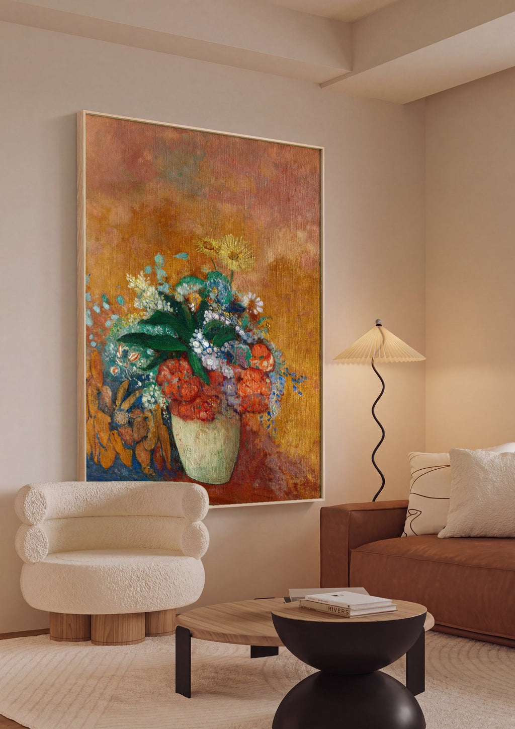 Quadro Decorativo Vaso de Flores (Bouquet) - Odilon Redon em ambiente decorado
