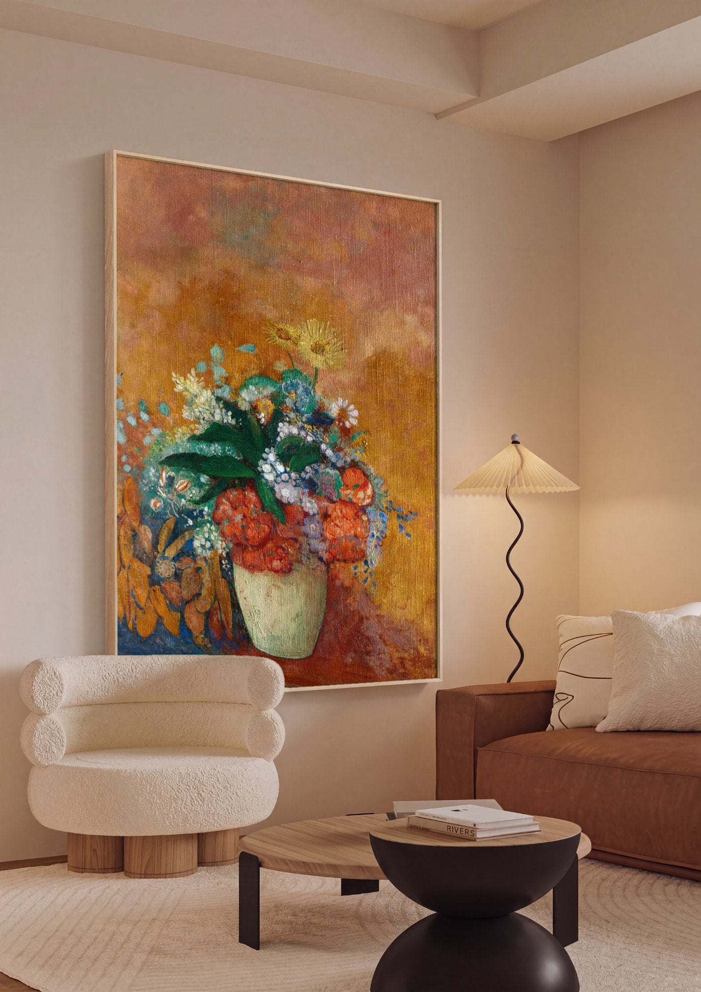 Quadro Decorativo Vaso de Flores (Bouquet) - Odilon Redon em ambiente decorado