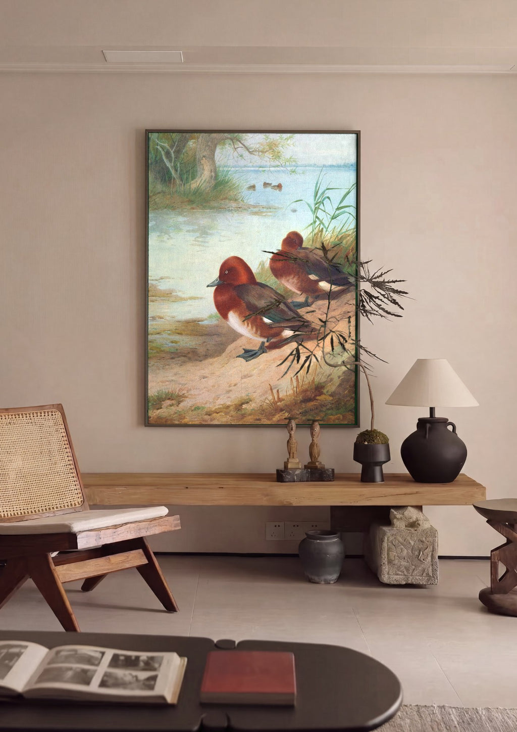 Quadro Decorativo Patos Ferrugem (Ferruginous Ducks) - Thorburn em ambiente decorado