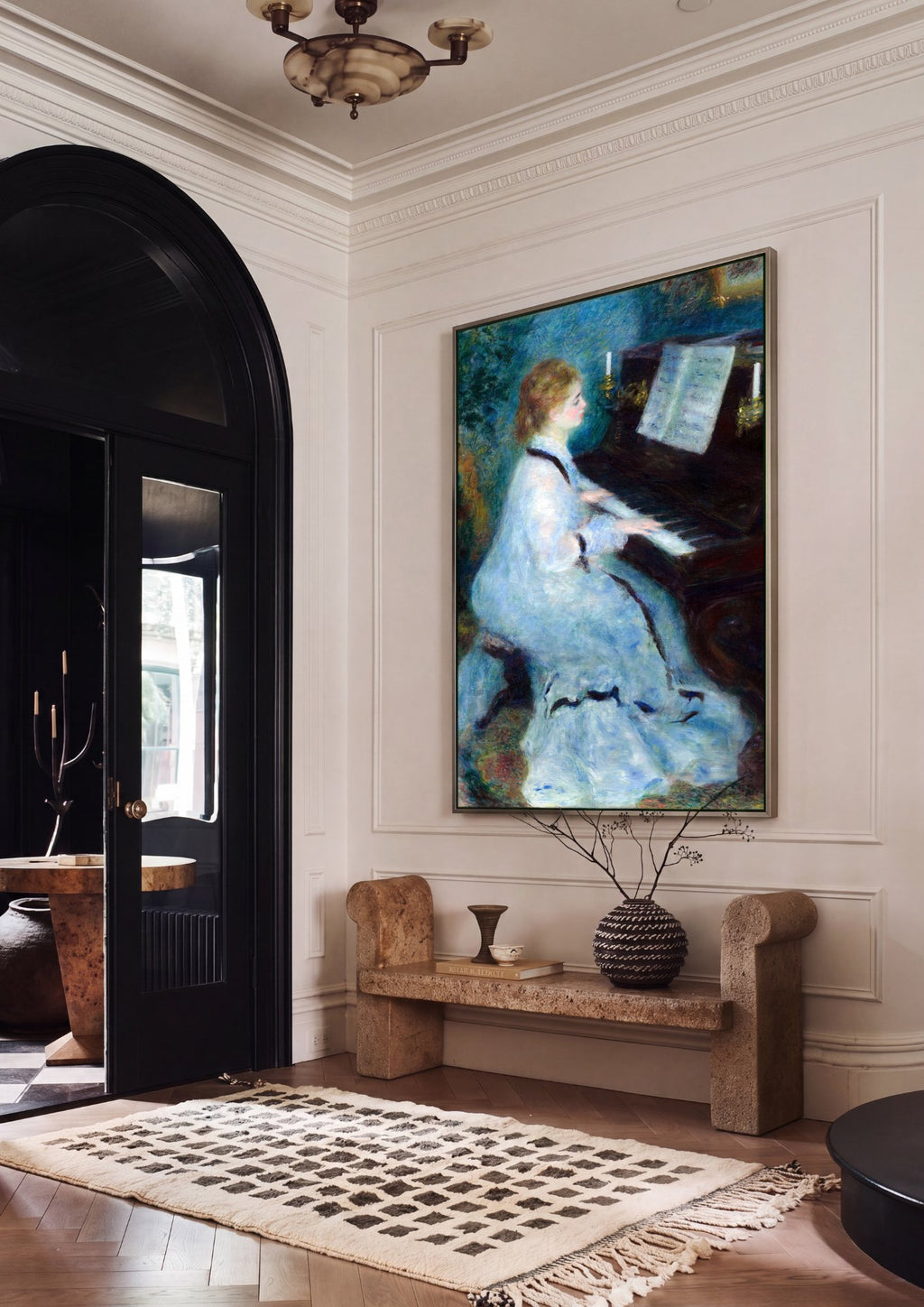 Quadro Decorativo A Pianista - Pierre-Auguste Renoir em ambiente decorado