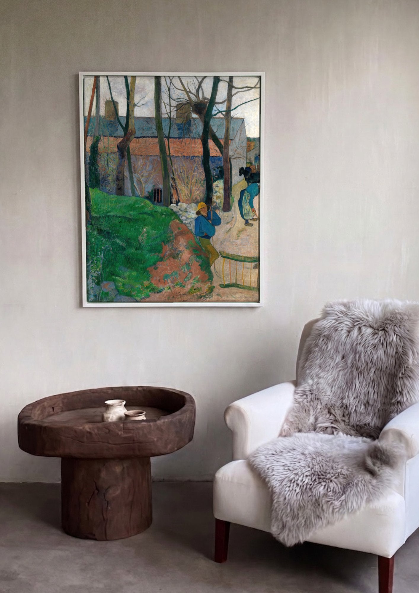 Quadro Decorativo A Casa Azul - Paul Gauguin em ambiente decorado