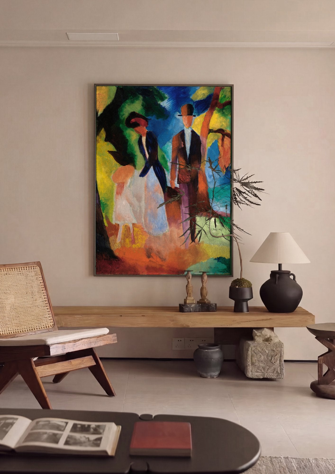 Quadro Decorativo Família no Parque - August Macke em ambiente decorado