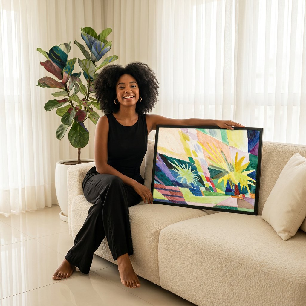 Quadro Decorativo Jardins Abstratos - August Macke com modelo em ambiente