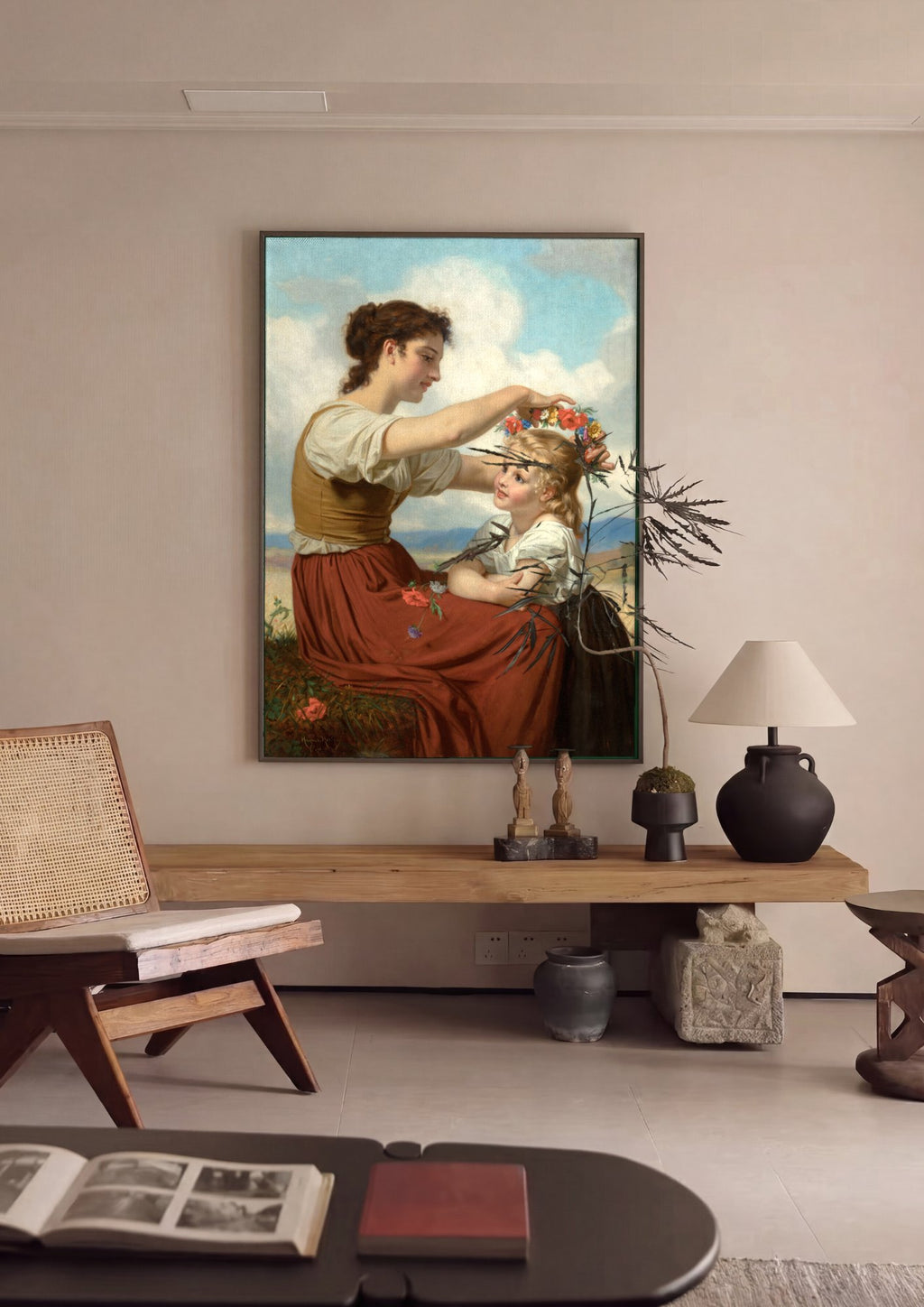 Quadro Decorativo A Coroa de Flores - Hugues Merle em ambiente decorado