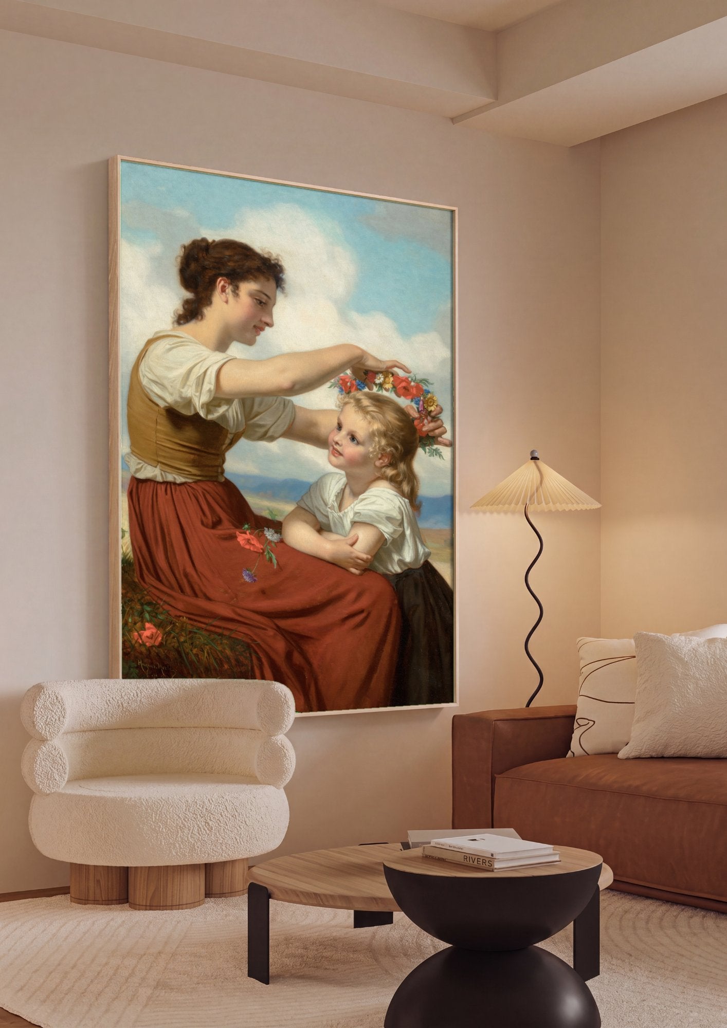 Quadro Decorativo A Coroa de Flores - Hugues Merle em ambiente decorado