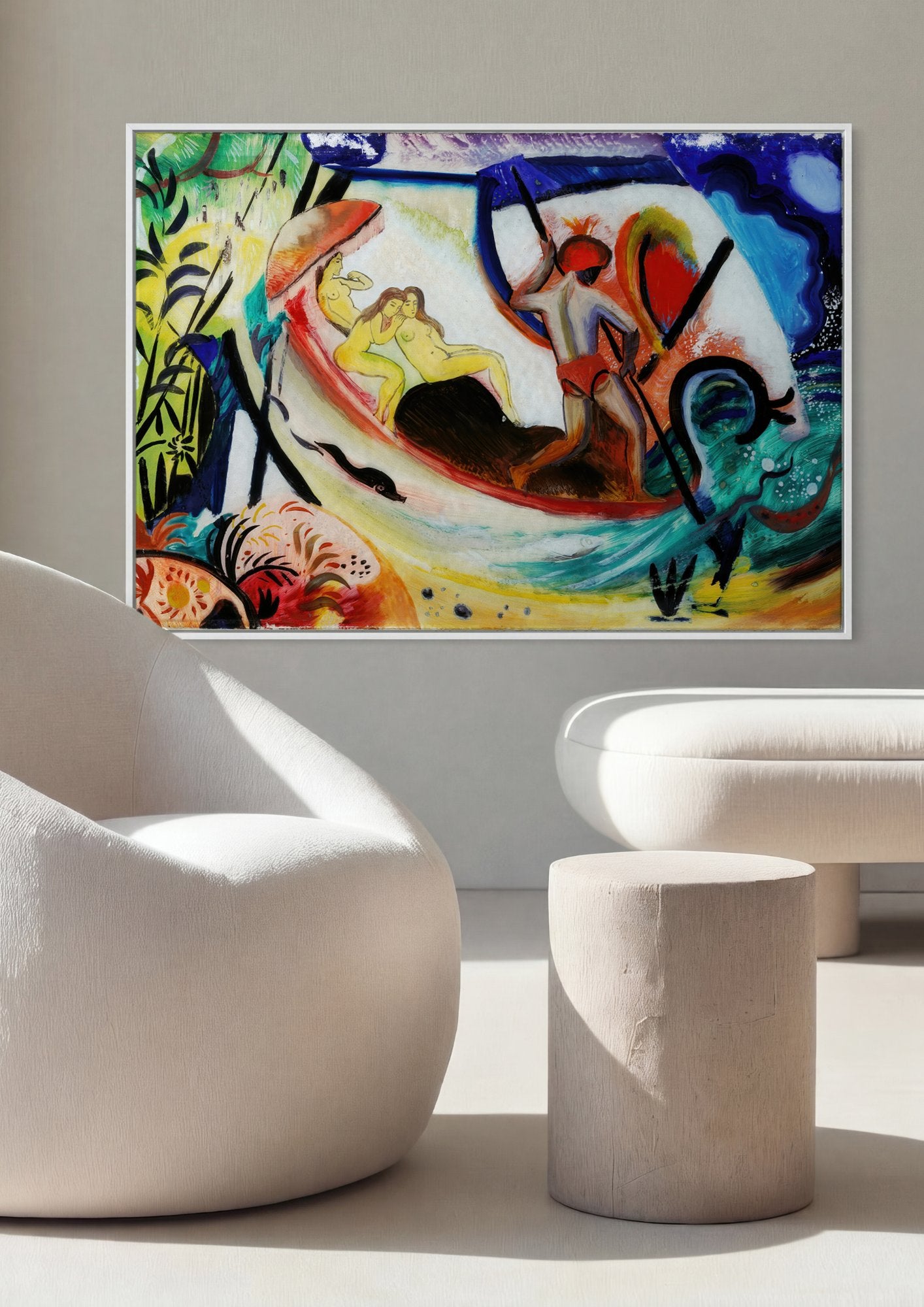 Quadro Decorativo Ninfas e Pescador - August Macke em ambiente decorado
