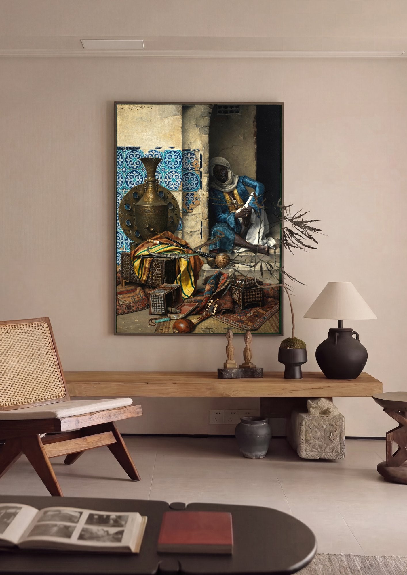 Quadro Decorativo O Vendedor de Antiguidades - Ludwig Deutsch em ambiente decorado