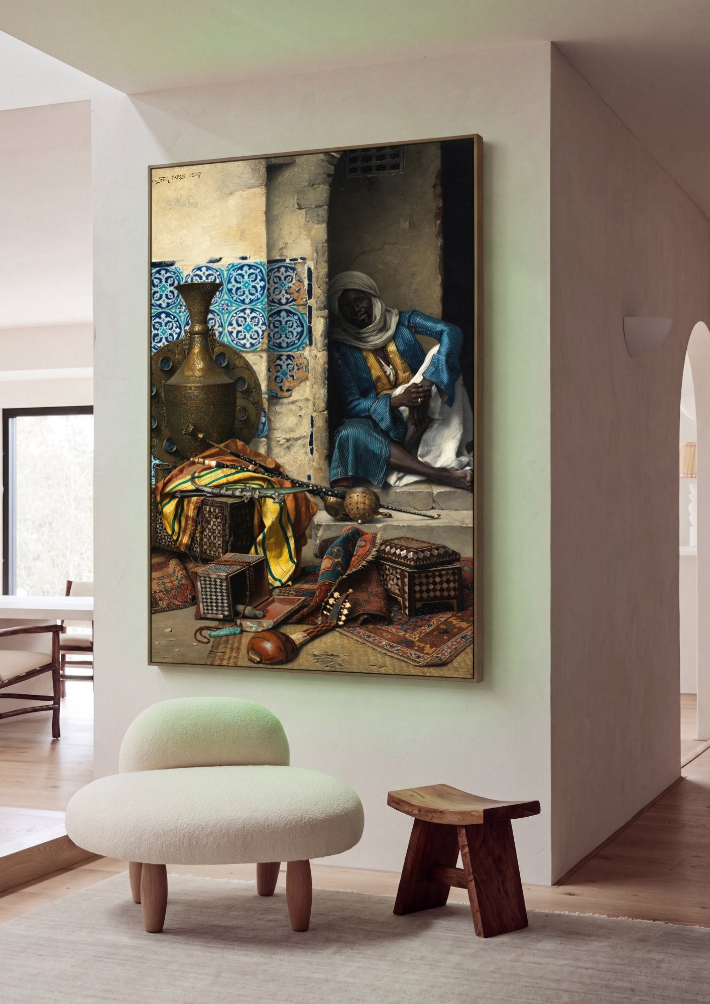 Quadro Decorativo O Vendedor de Antiguidades - Ludwig Deutsch em ambiente decorado